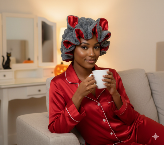 Red and Grey Plush Teddy Bear Bonnet