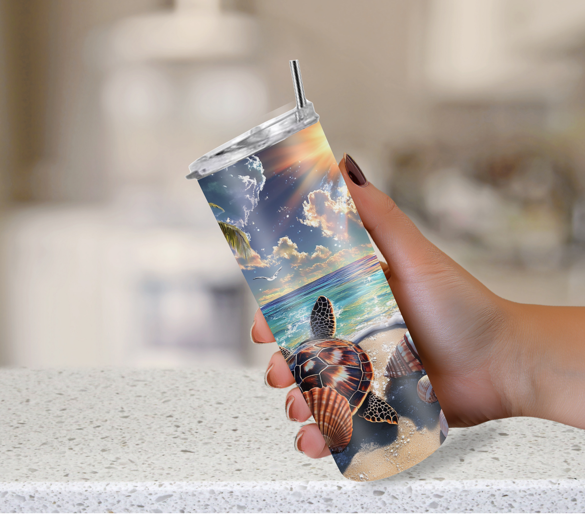Beach tumbler for summer vacation