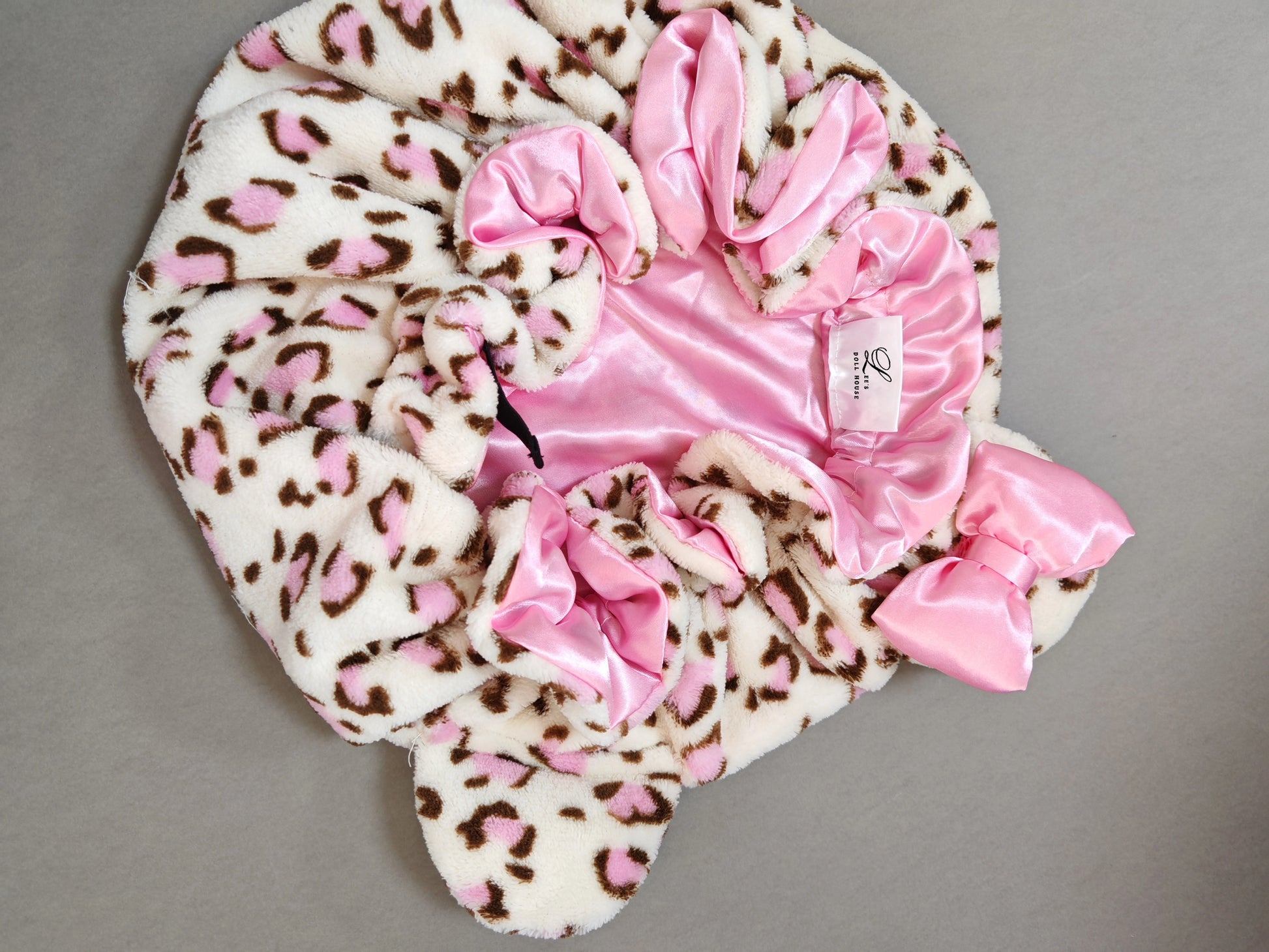 Blush pink plush sleep bonnet