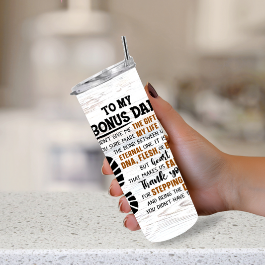 Bonus dad tumbler gift cup
