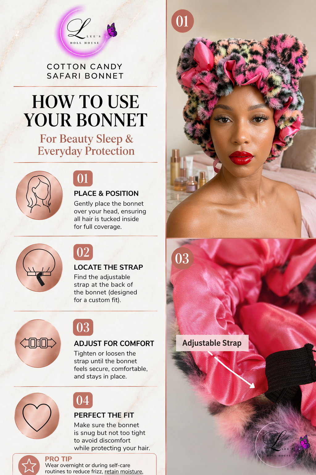 Cozy hair bonnet for women sleep care
