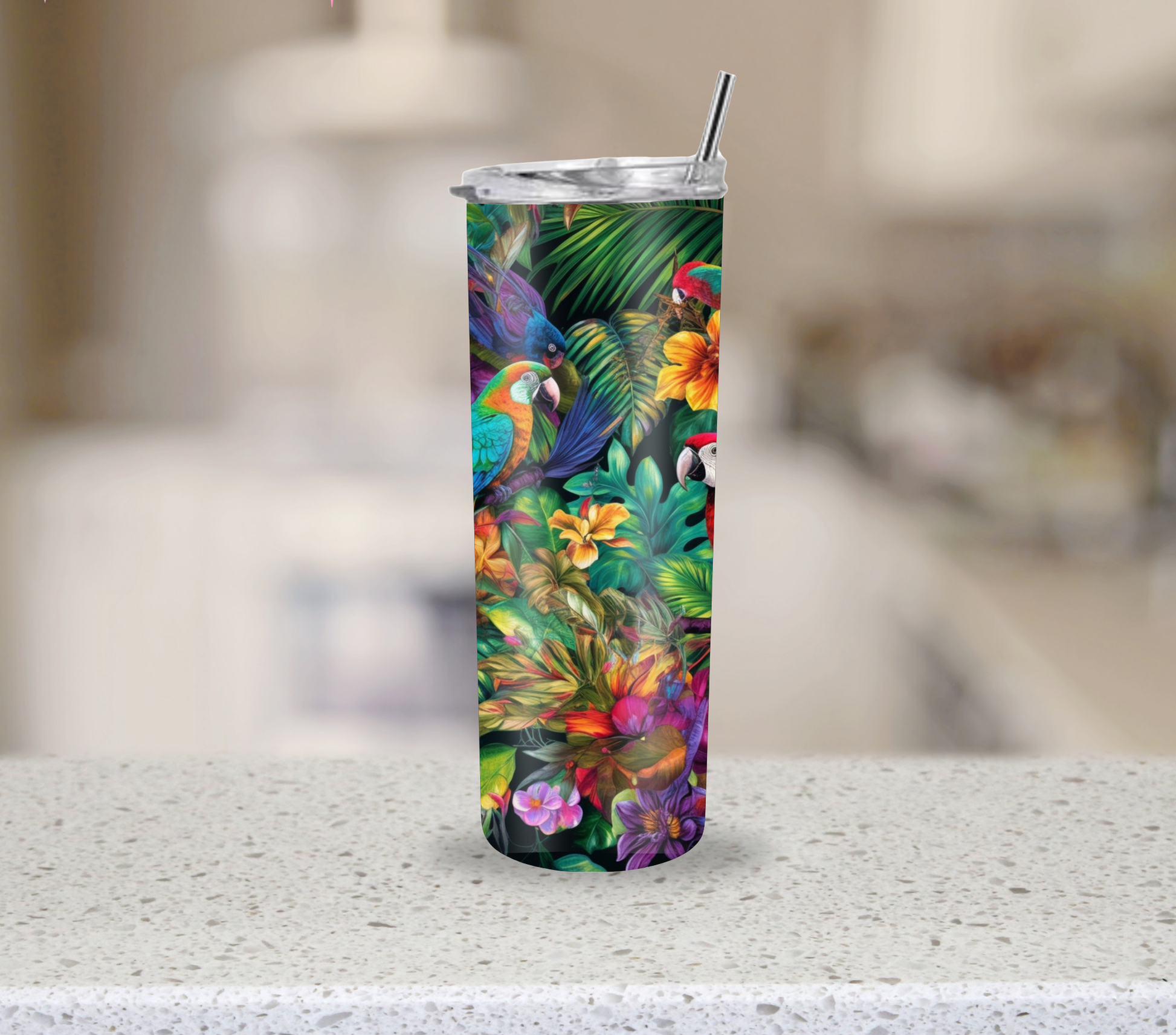 Floral travel cup for coffee