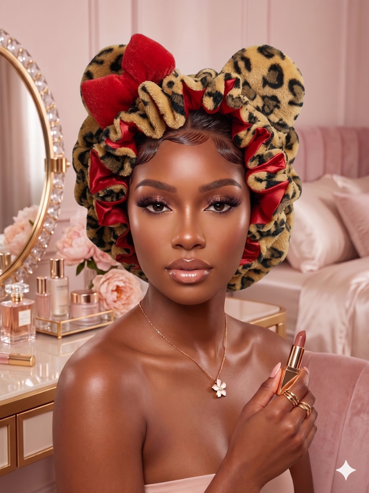 Luxury teddy bear hair bonnet for women