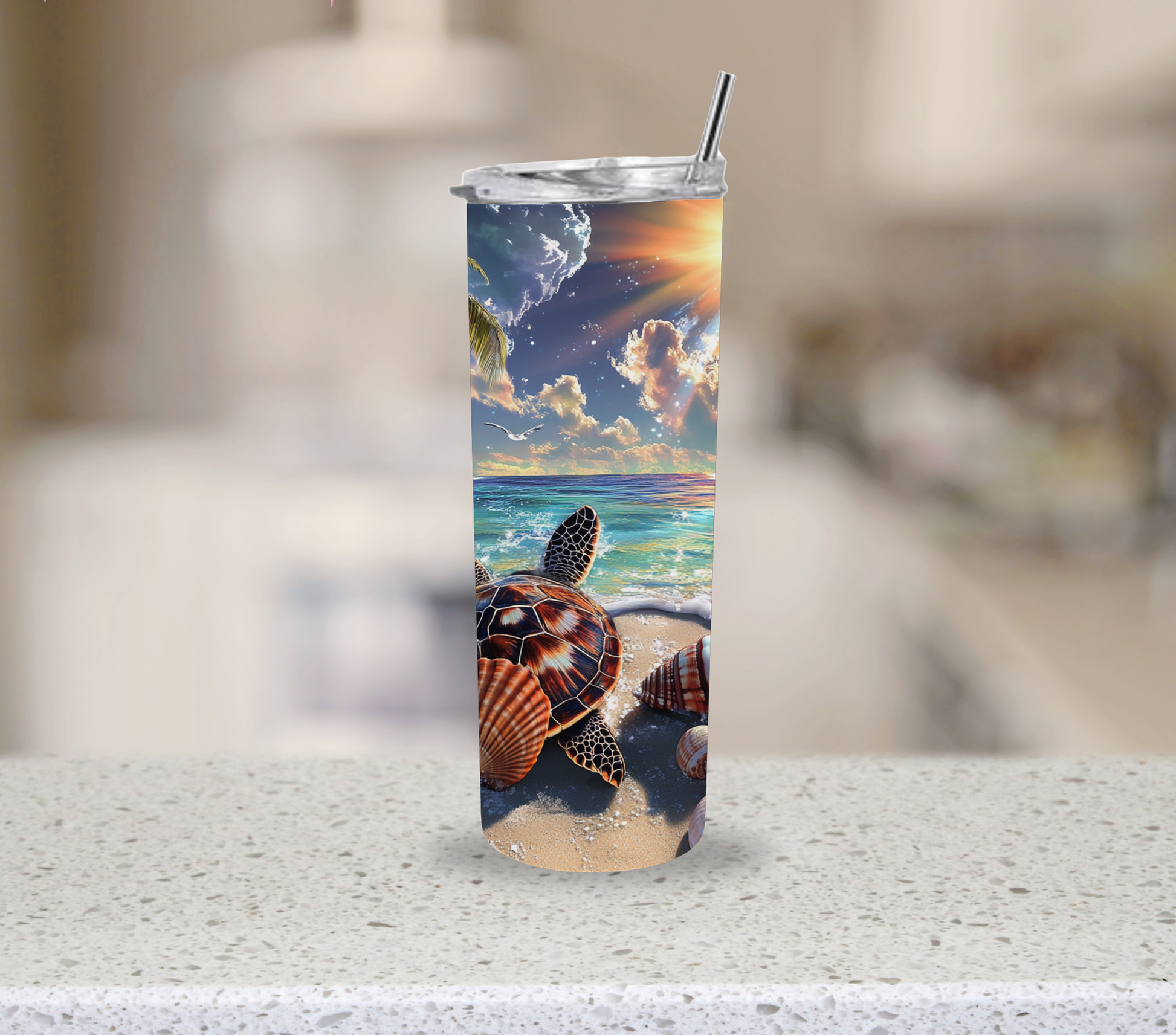 Palm tree tropical travel cup