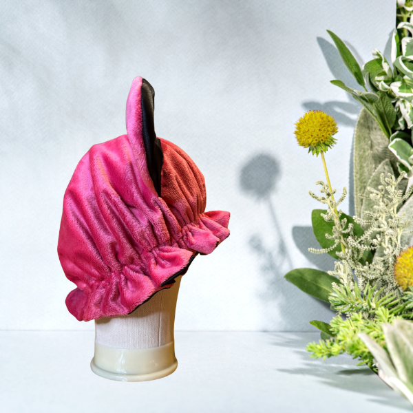 Pink and black hair bonnet for curly hair