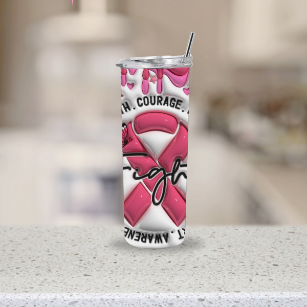 Pink ribbon support tumbler gift cup