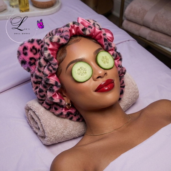 Plush teddy hair bonnet for natural hair