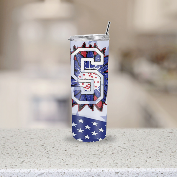 Red white blue tumbler for 4th of July