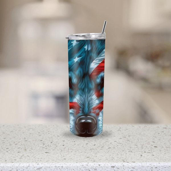 Red white blue tumbler for coffee