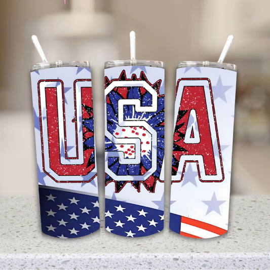 Red White and Brew patriotic travel tumbler
