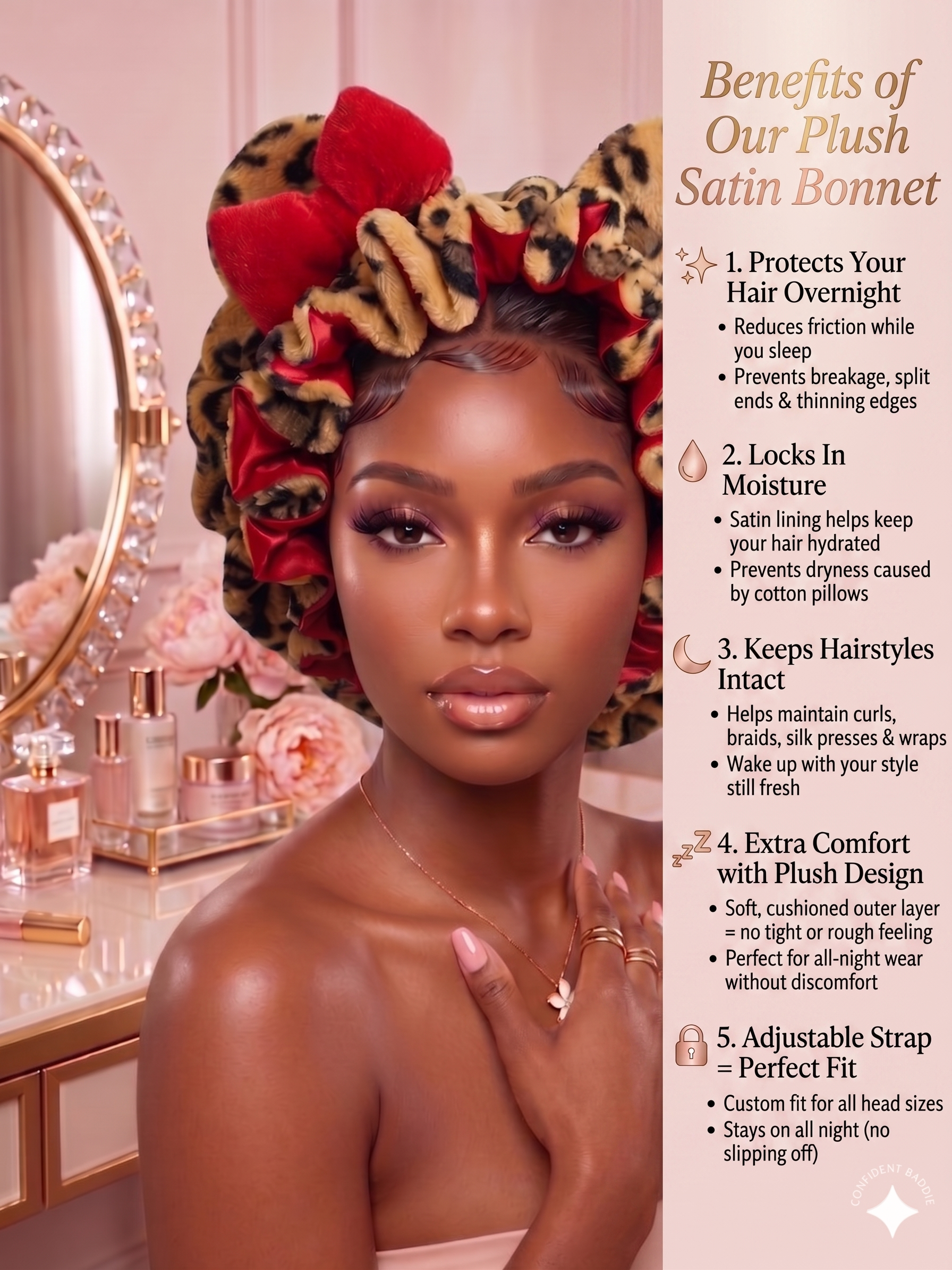 Soft teddy bonnet for curly hair